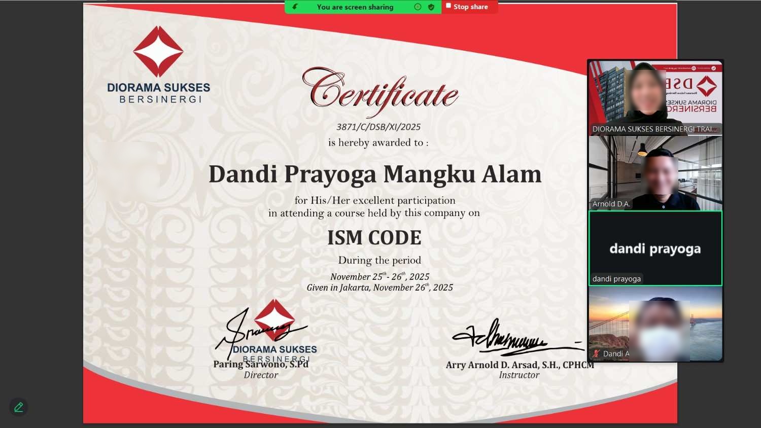 TRAINING ISM CODE | Laporan Training & Dokumentasi Pelatihan ...